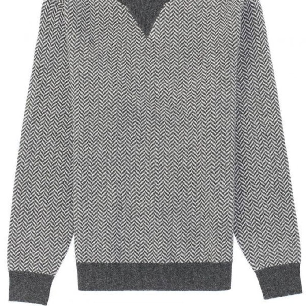 NWT Cremieux Men's Charcoal Heather Extra Fine Merino Wool Sweater
